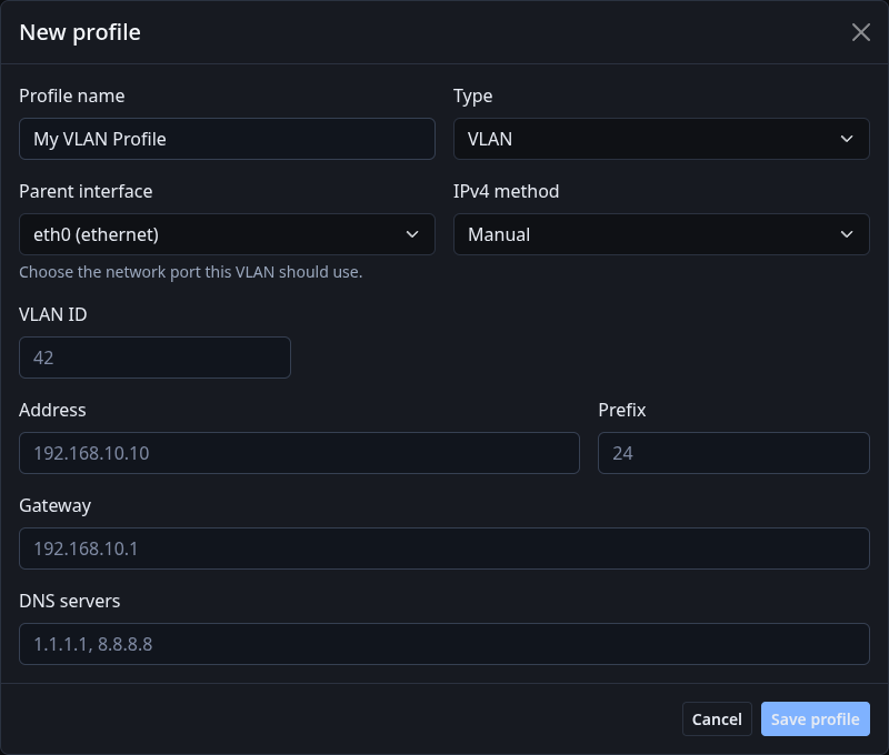New VLAN Profile