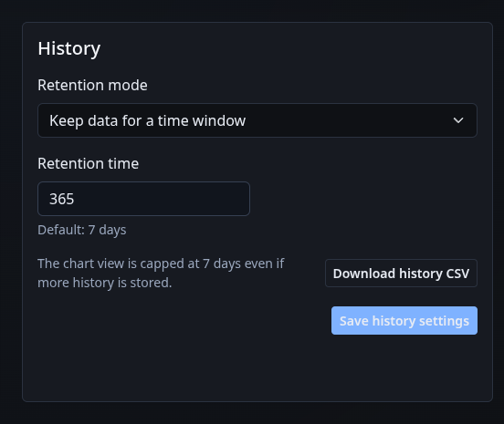 Settings History